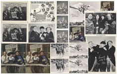 Moe Howards Lot of 68 Promotional Photos of the Three Stooges With Curly Joe, Most With Facsimile Signatures -- Most Measure 10 x 8, Some 7 x 5.25 -- Very Good to Near Fine